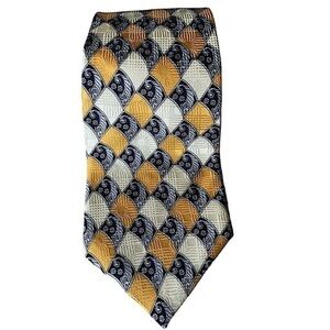 NEW Mara by Countess Mara Tie Gold Navy and Cream 100% Silk
